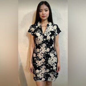 Calvin Klein Black and White Floral Midi Dress